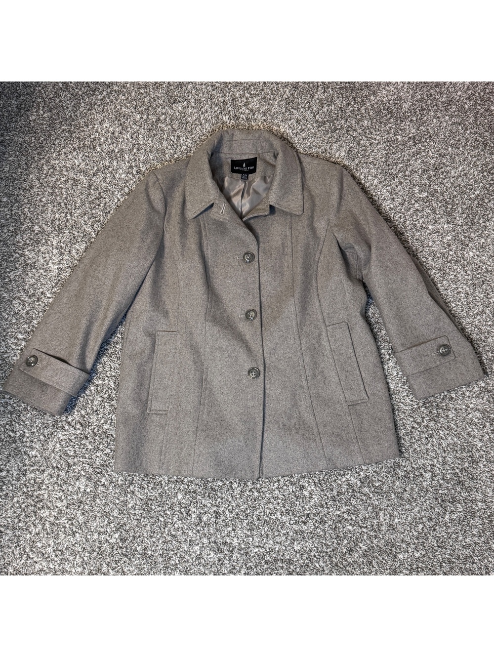 London Fog Gray Wool Blend Peacoat Overcoat Men’s XXL